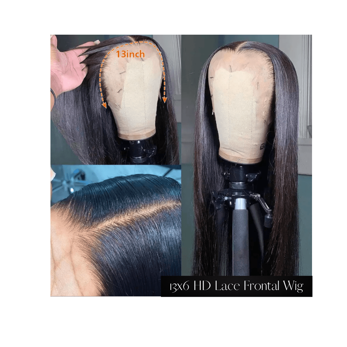 13X6 Indian Silky Straight HD Lace Frontal Wig (#1B) -