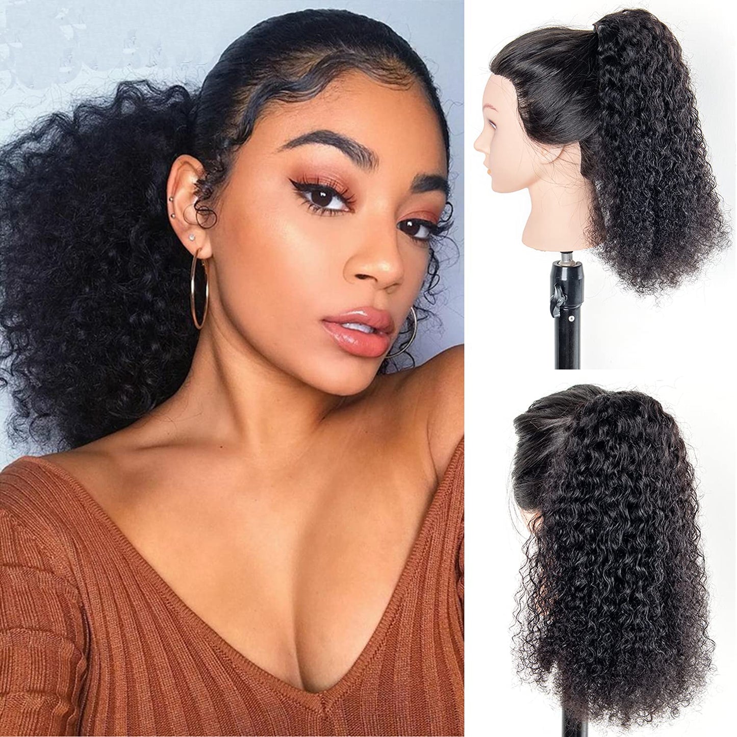 Indian Curly Wrap Around Ponytail